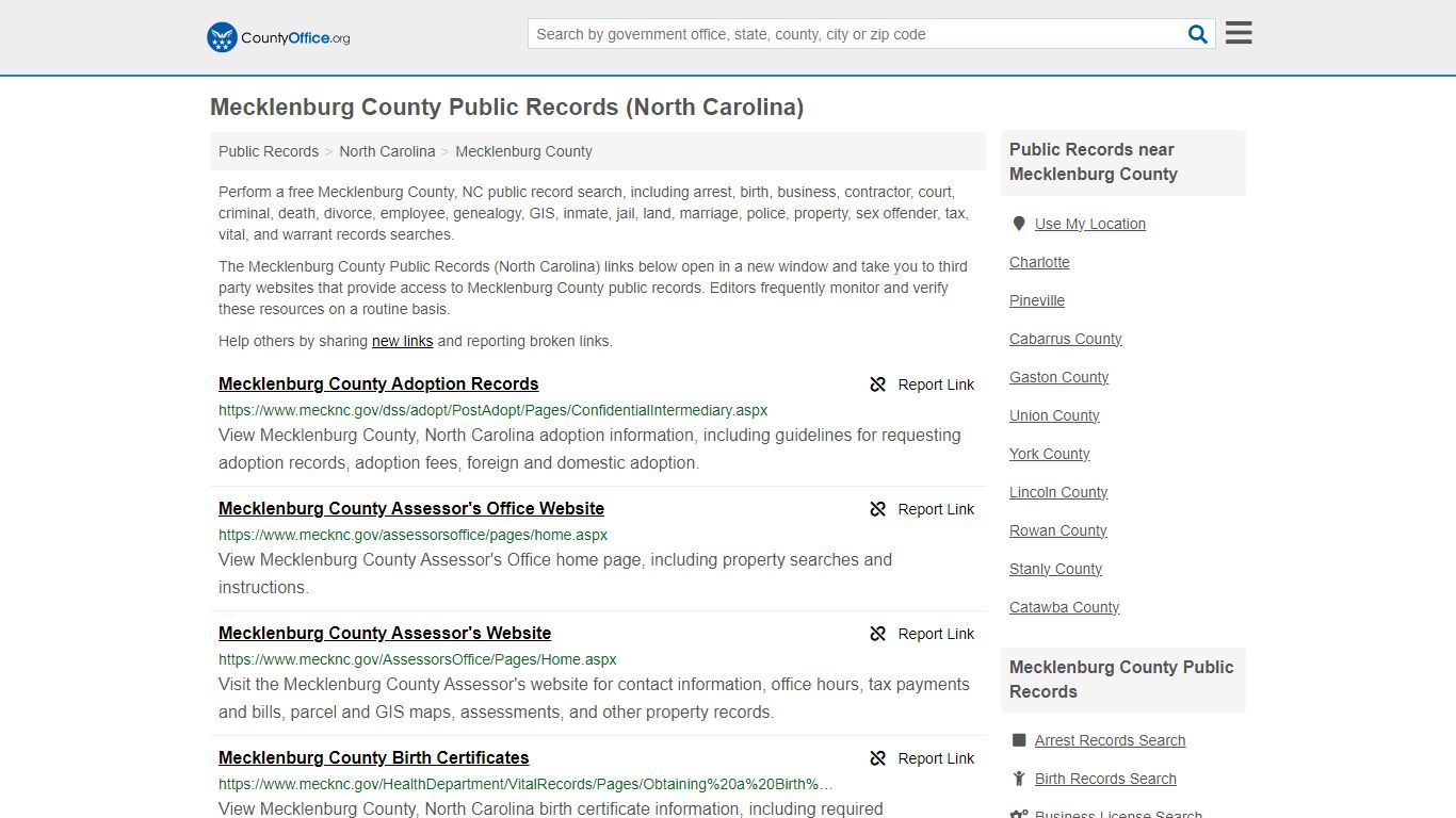 Mecklenburg County Public Records (North Carolina) - County Office