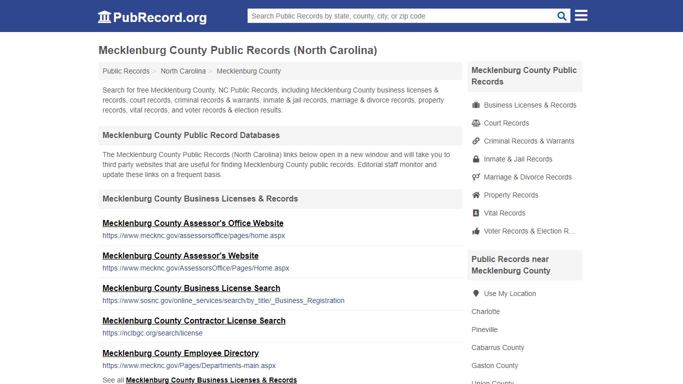 Mecklenburg County Public Records (North Carolina)