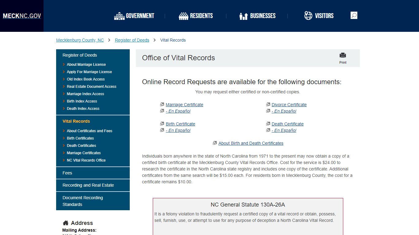 Office of Vital Records - mecknc.gov